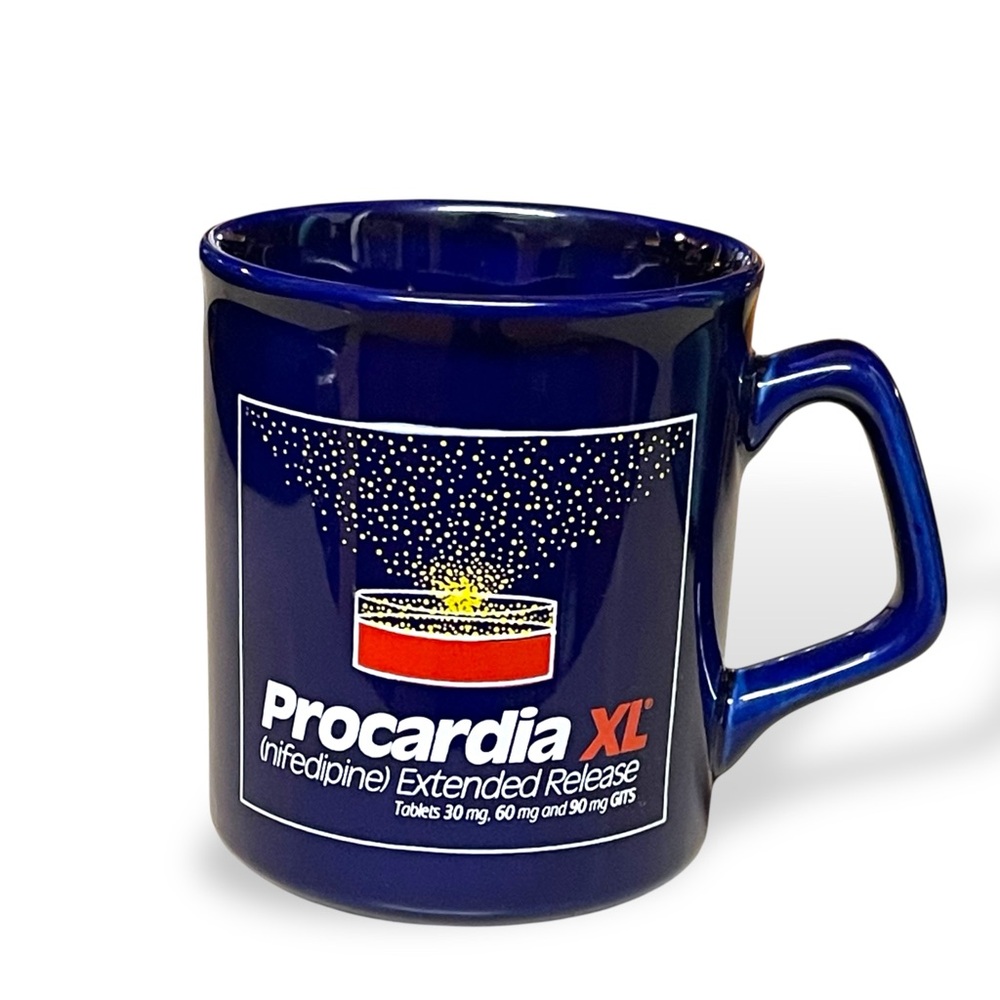 Vintage Procardia XL Pharma Promotional Corporate Glazed Ceramic Mug